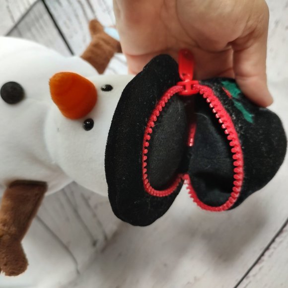 Mary Meyers Plush Snowman With Zipper Hat And Blue Bird - Picture 9 of 10